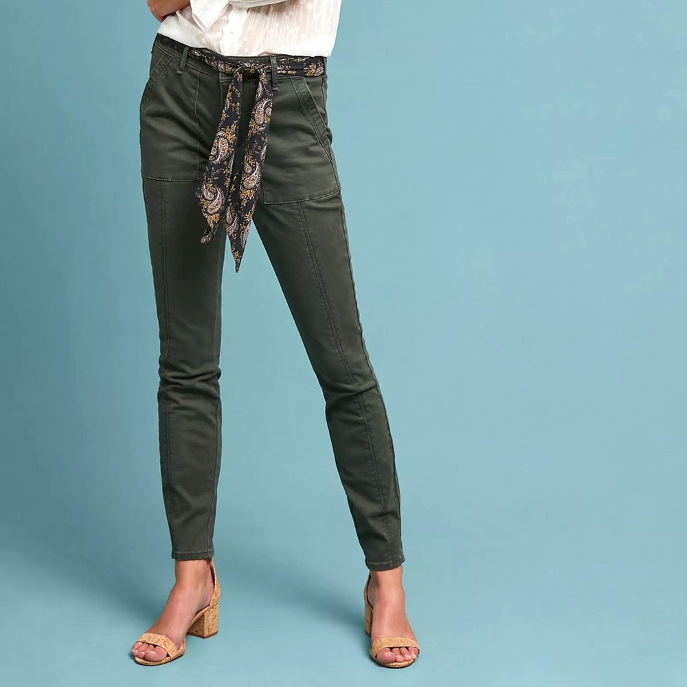 Anthropologie Olive Utility Ankle Skinny Pants